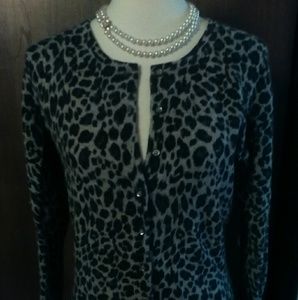 100 percent cashmere leopard cardigan EUC